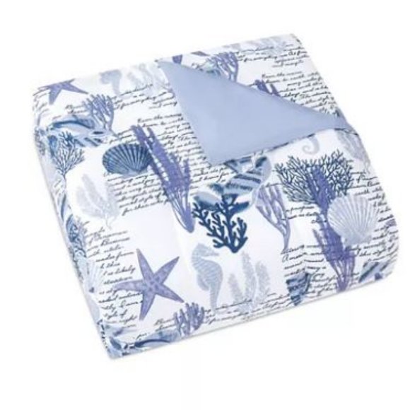 *BEDDING CLEARANCE* Sea Life Navy 3-Pc. Reversible Full/Queen Comforter Set NEW - Picture 2 of 3